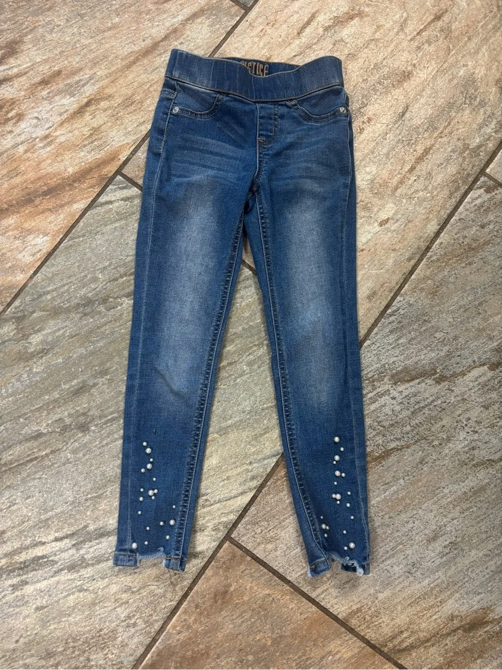 Justice Dark Blue Pearl-Embellished Jeggings